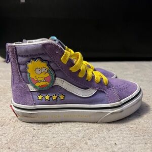 Vans Kids Lisa Simpson Purple and Yellow High-Top Sneakers President 12.5